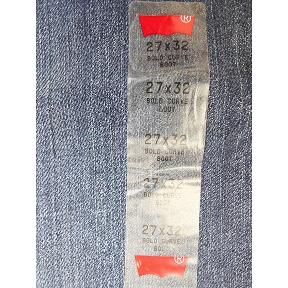 Levi's Size 27X32 Womens Bootcut Bold Curve Modern Fit Blue Denim Logo Jeans NWT - Picture 10 of 15